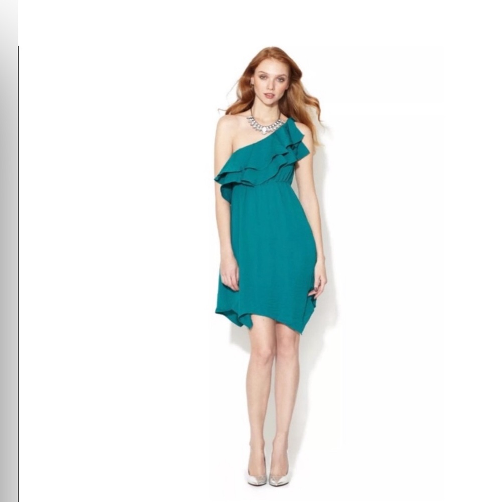 REBECCA TAYLOR One Shoulder Ruffle Asymmetrical Mini Dress Size 8